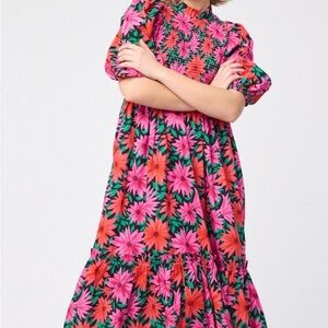 Joanie Clothing Pink Floral Midi Desdemona Dress